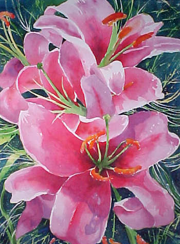 Vibrant Lilies Watercolor